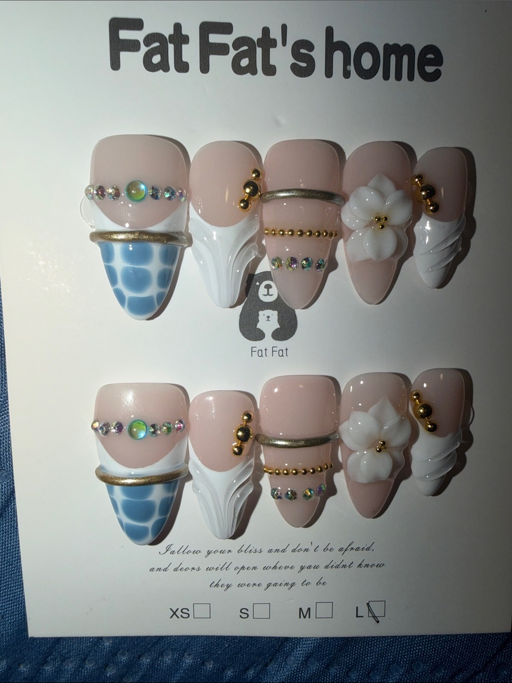 Fat Fat Pink & White Floral Press-On Nail Set